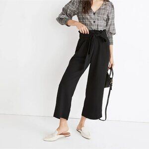 Madewell Tie-Waist Houston High Waisted Black Trousers Pants Women's S